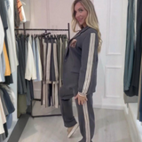 Blazer și pantaloni cu dungi la modă, set de 2 piese