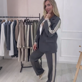 Blazer și pantaloni cu dungi la modă, set de 2 piese