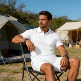 Set de vară pentru bărbați format dintr-o cămașă polo și pantaloni scurți