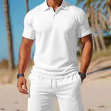 Set de vară pentru bărbați format dintr-o cămașă polo și pantaloni scurți