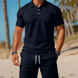 Set de vară pentru bărbați format dintr-o cămașă polo și pantaloni scurți